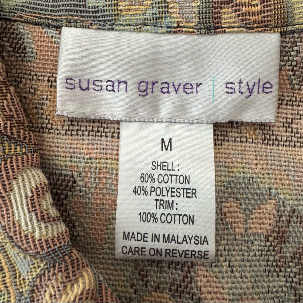 Susan Graver Womens Medium Tapestry Zip Front Jacket Multicolor Floral Geometric - Picture 7 of 13